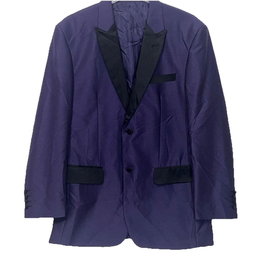 Pallini Tuxedo Suit Jacket Satin Lapel Collar Soft Lining Purple Coat Men 40R